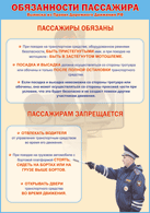 Плакат "Обязанности пассажира" 1000*1400 винил - «globural.ru» - Будённовск